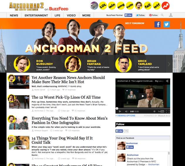 Buzzfeed Anchorman 2 feed